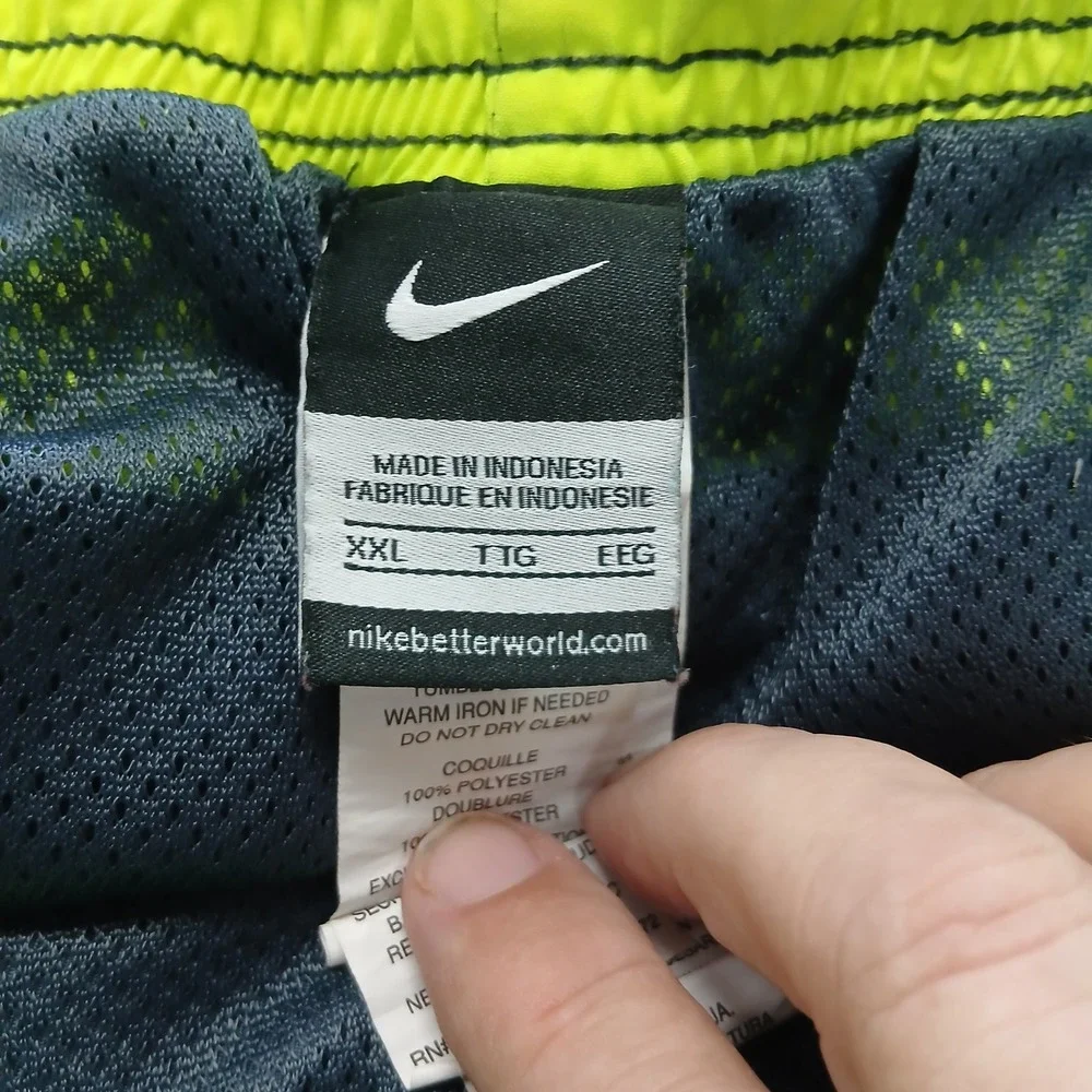Nike Swim Trunks Board Shorts Lined Mesh Colorblock Size XXL Dark Grey‎